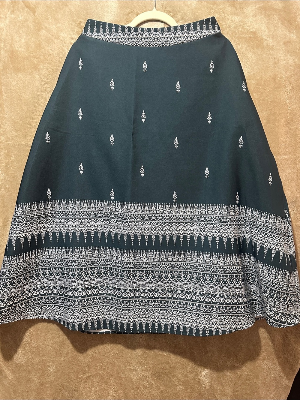 Women’s Dark Teal Printed A-Line Skirt